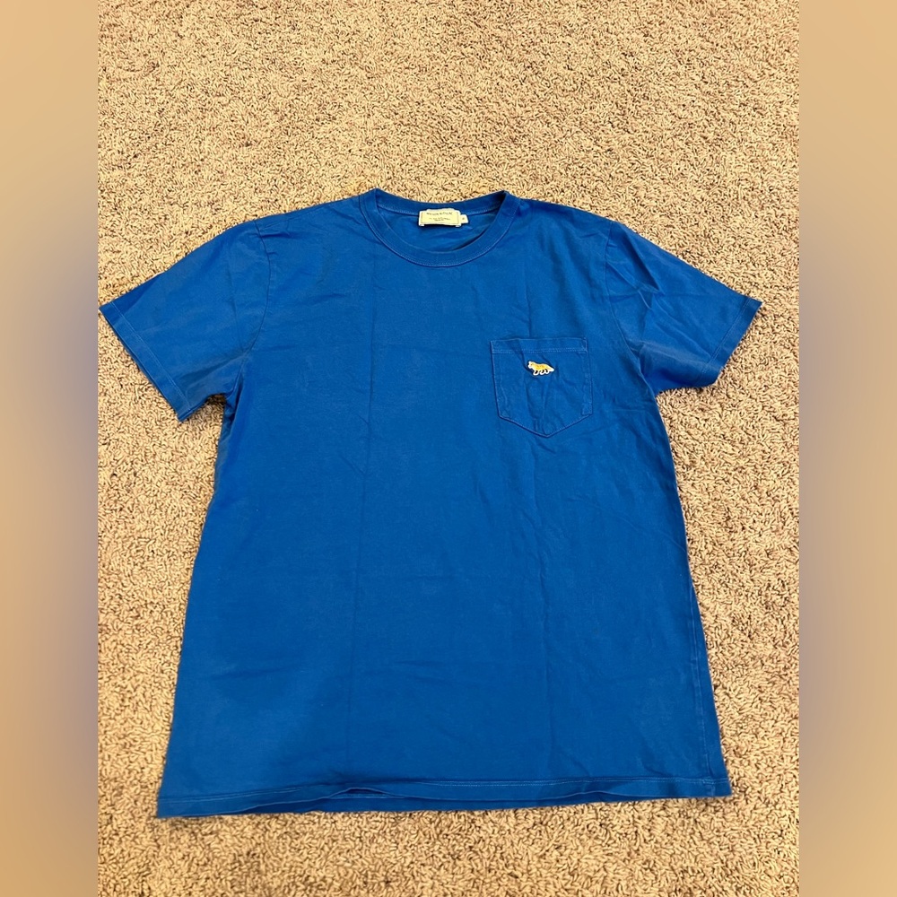 MAISON KITSUNE Royal Blue Pocket Tee